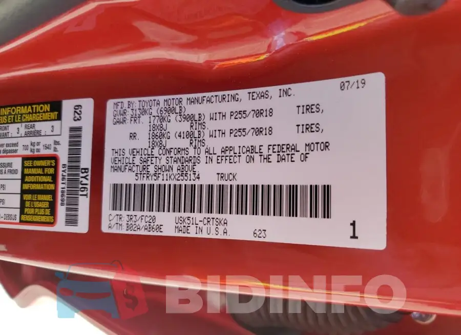 5TFRY5F11KX255134 Photo# 12