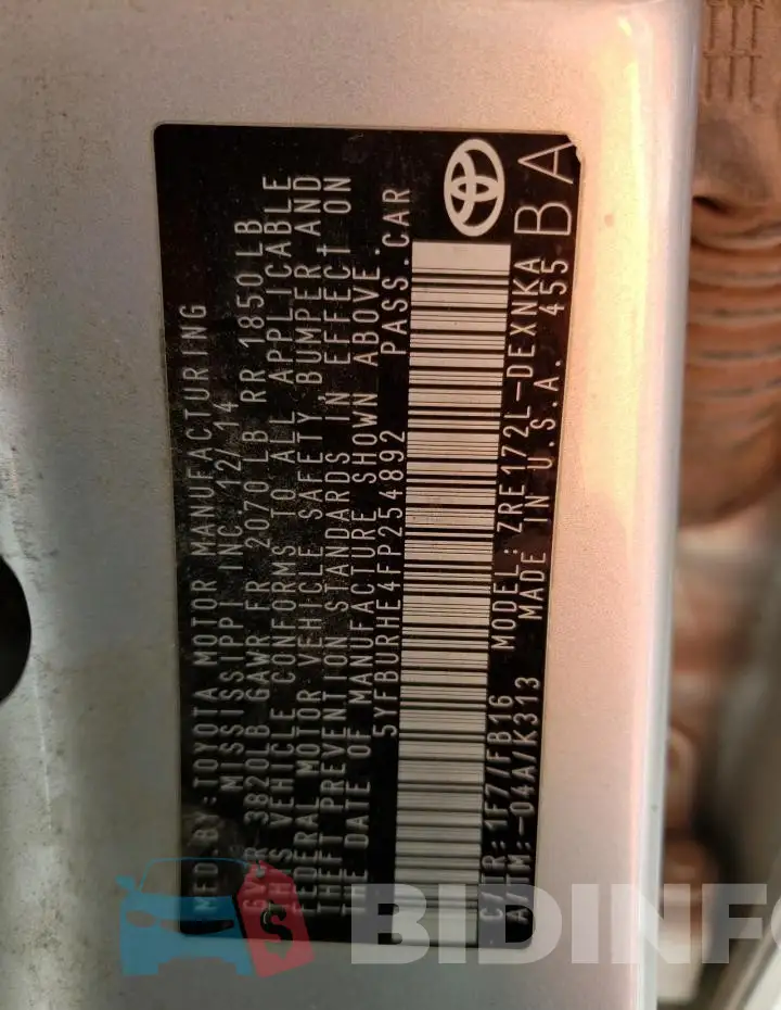 5YFBURHE4FP254892 Photo# 12