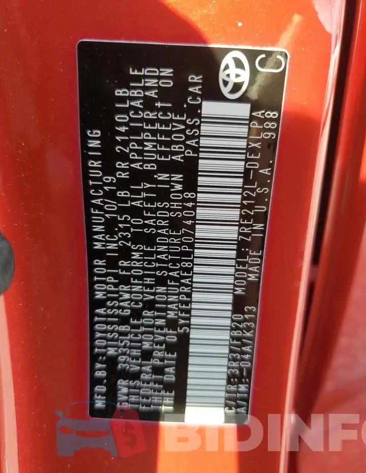 5YFEPRAE8LP074048 Photo# 12