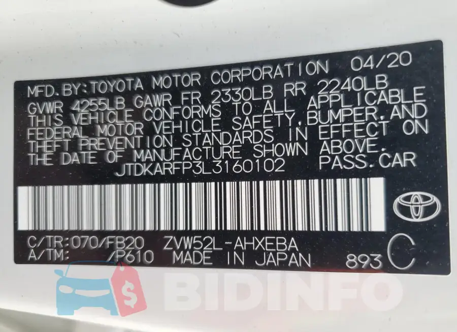 JTDKARFP3L3160102 Photo# 13