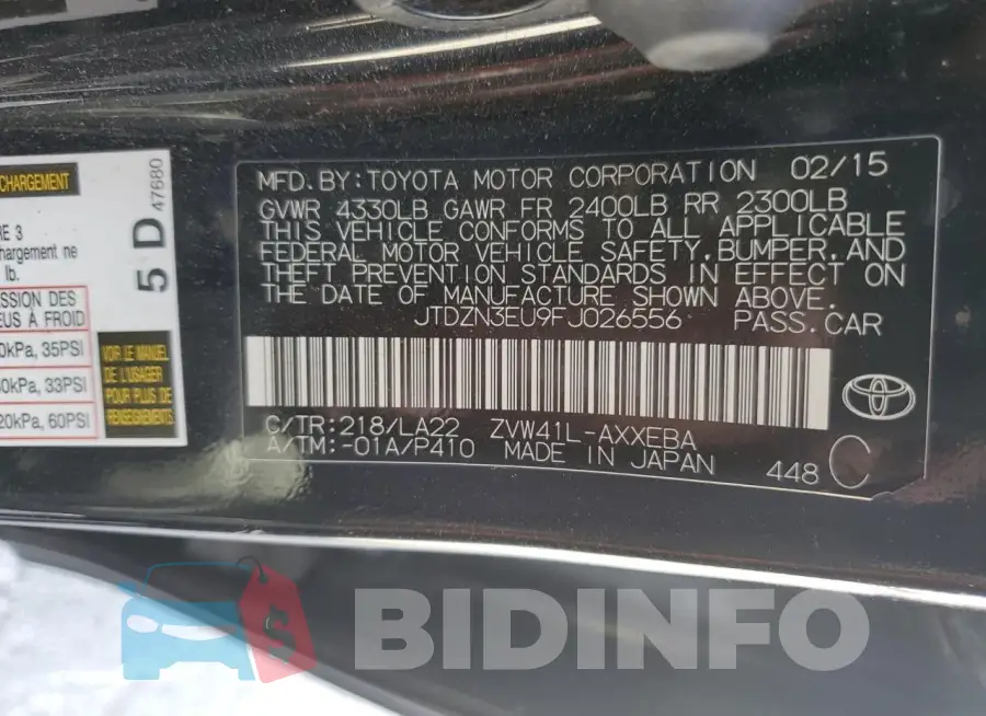 JTDZN3EU9FJ026556 Photo# 13