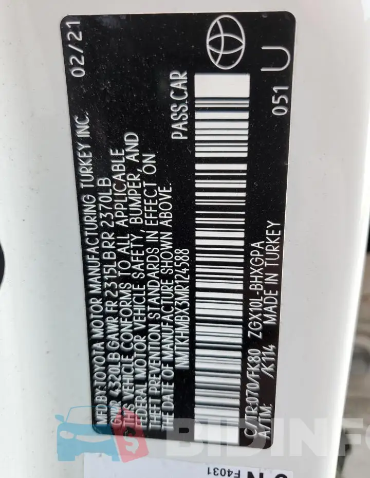 NMTKHMBX3MR124588 Photo# 12