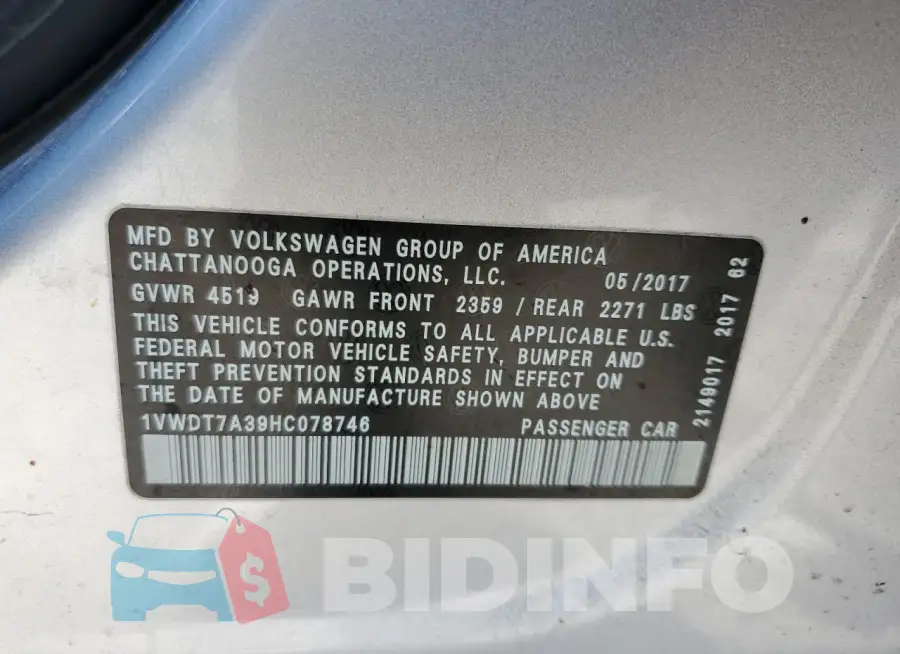 1VWDT7A39HC078746 Photo# 12