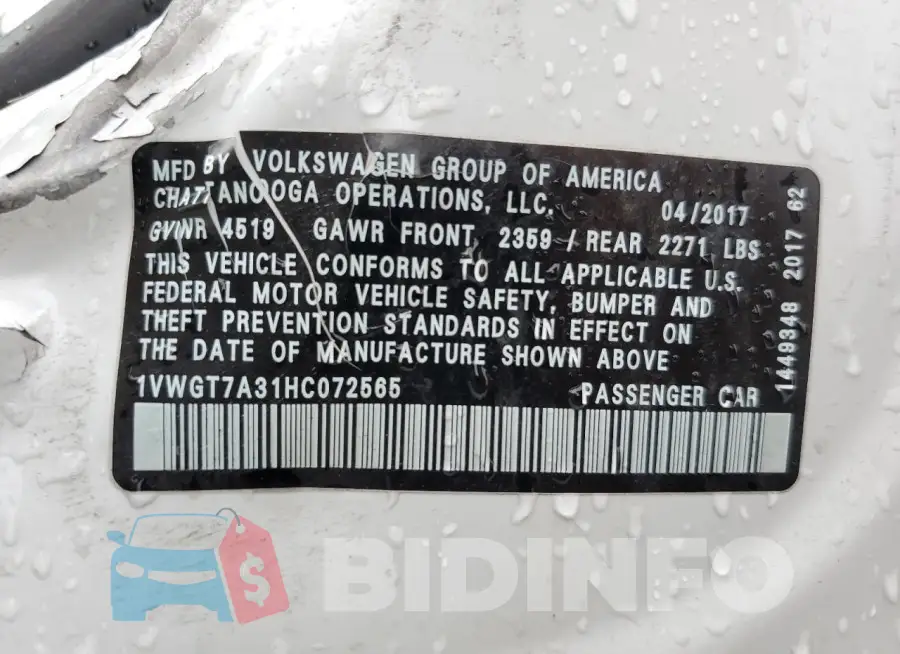 1VWGT7A31HC072565 Photo# 12