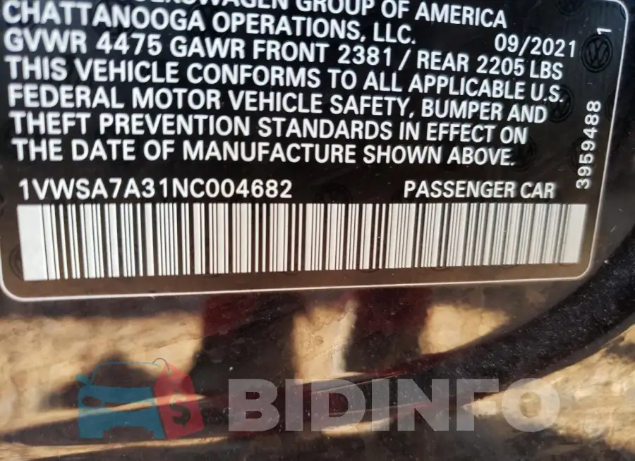 1VWSA7A31NC004682 Photo# 12