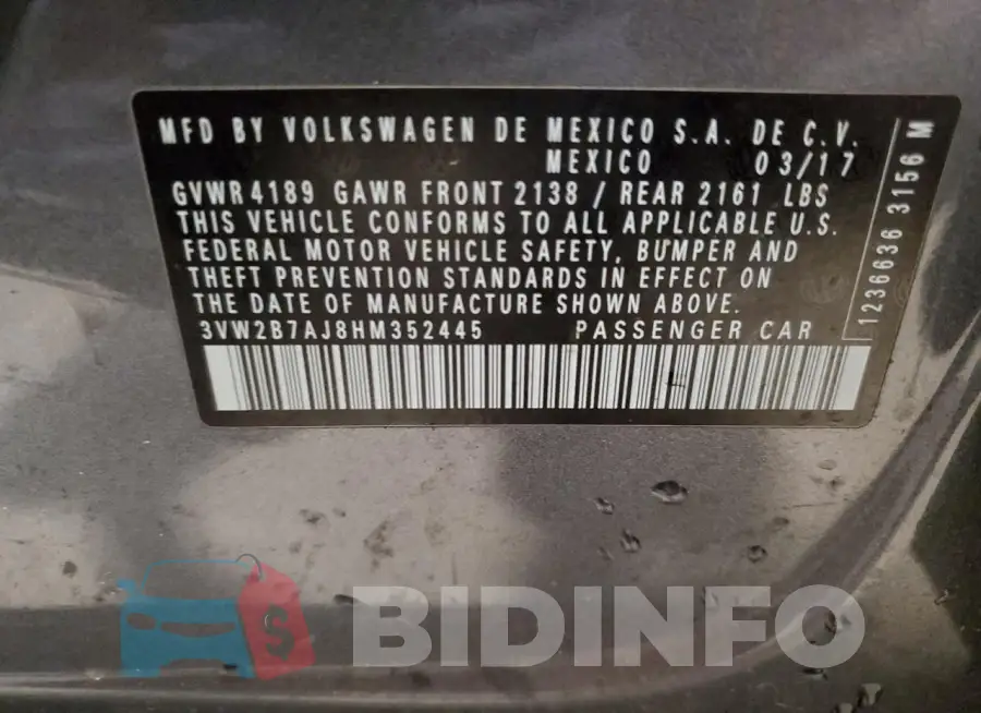 3VW2B7AJ8HM352445 Photo# 13