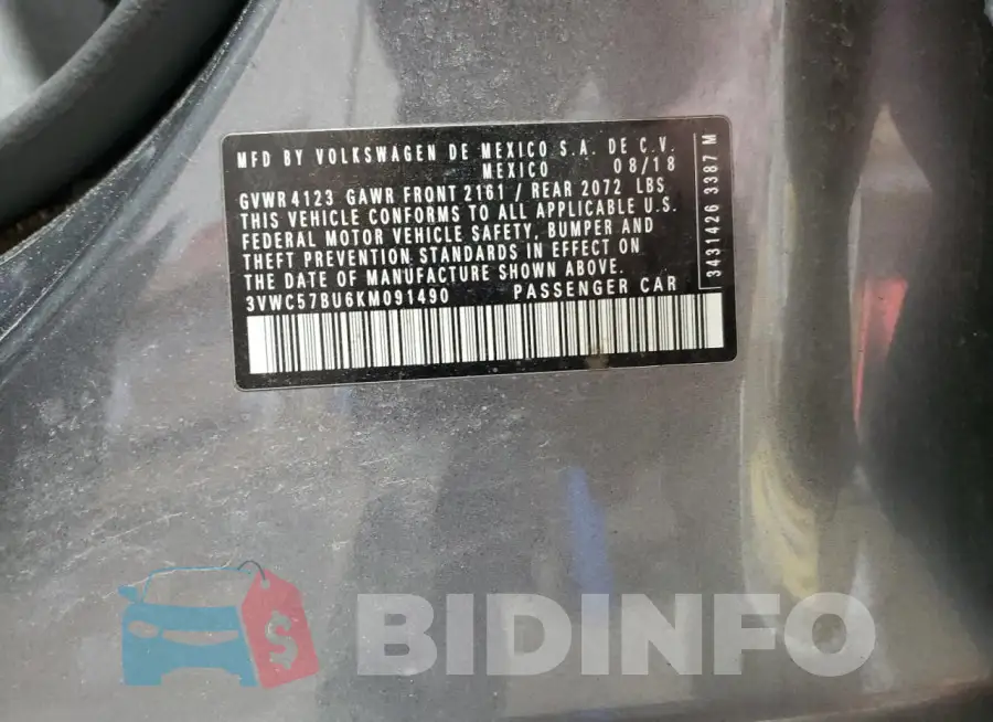 3VWC57BU6KM091490 Photo# 12