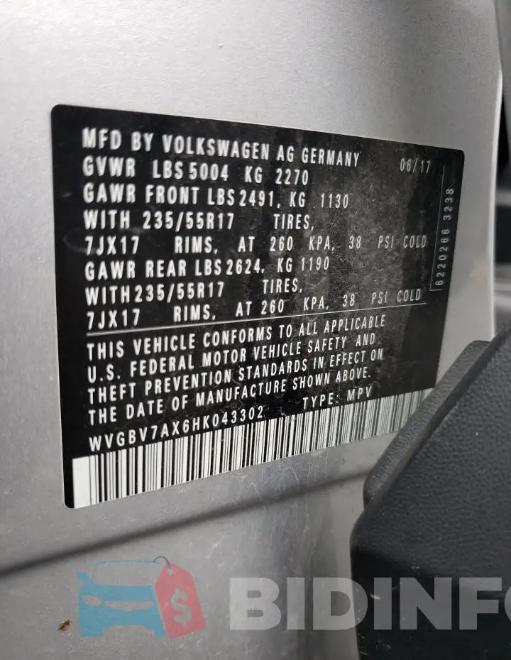 WVGBV7AX6HK043302 Photo# 12