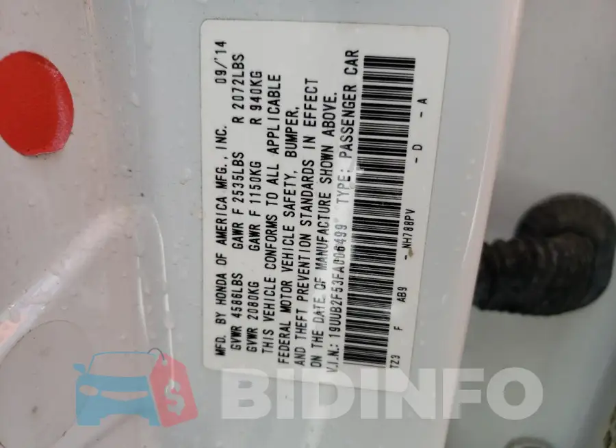 19UUB2F53FA006499 Photo# 12