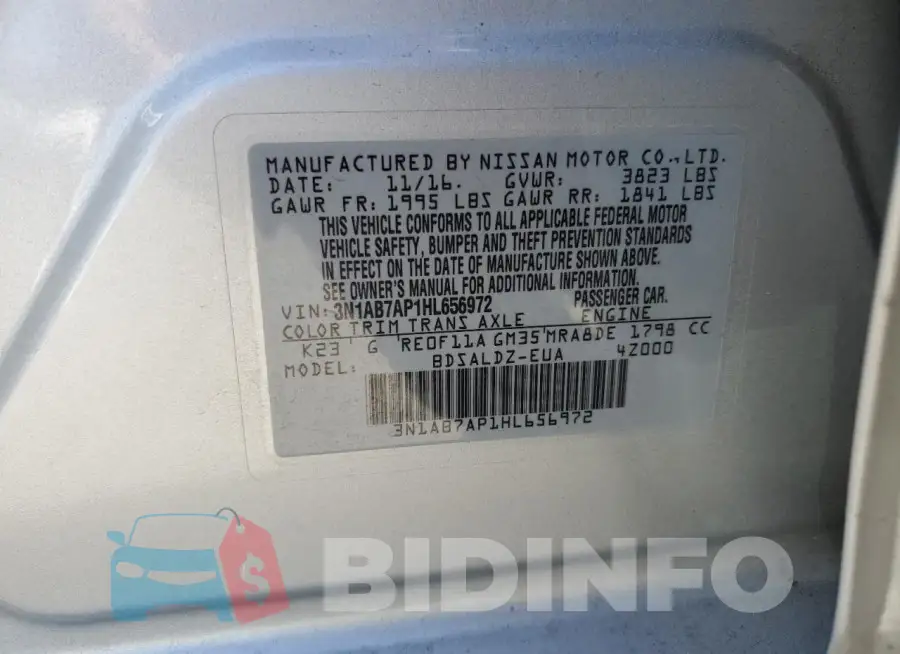 3N1AB7AP1HL656972 Photo# 12