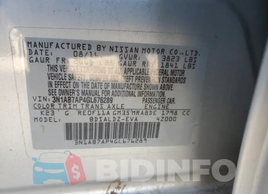 3N1AB7AP4GL676289 Photo# 12
