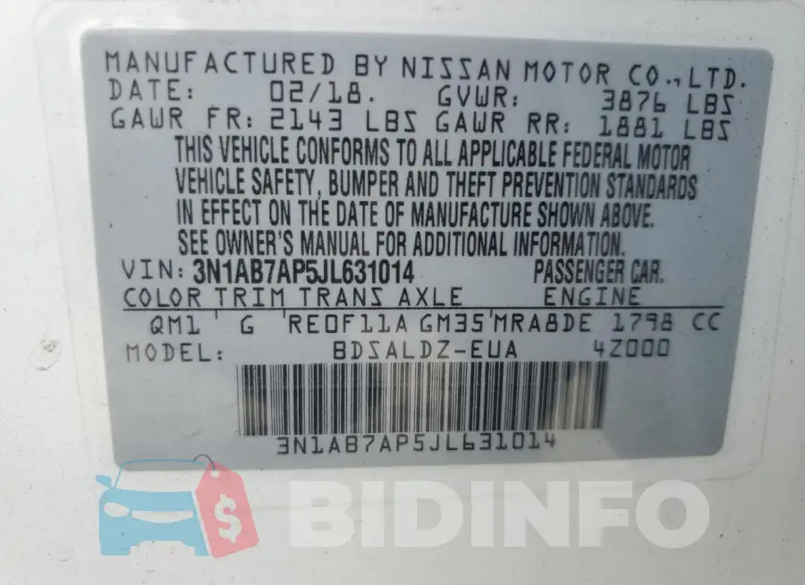 3N1AB7AP5JL631014 Photo# 13