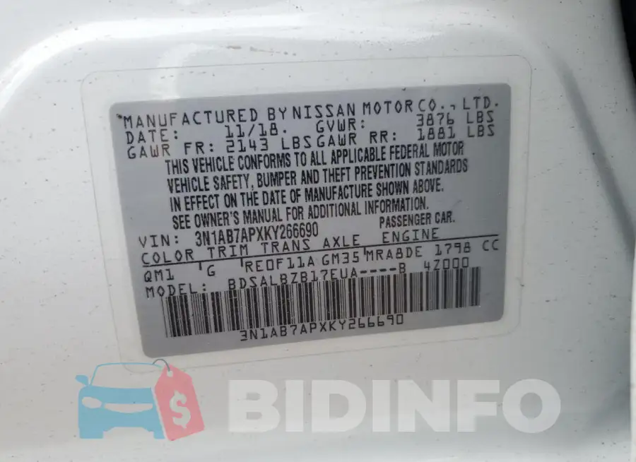 3N1AB7APXKY266690 Photo# 12