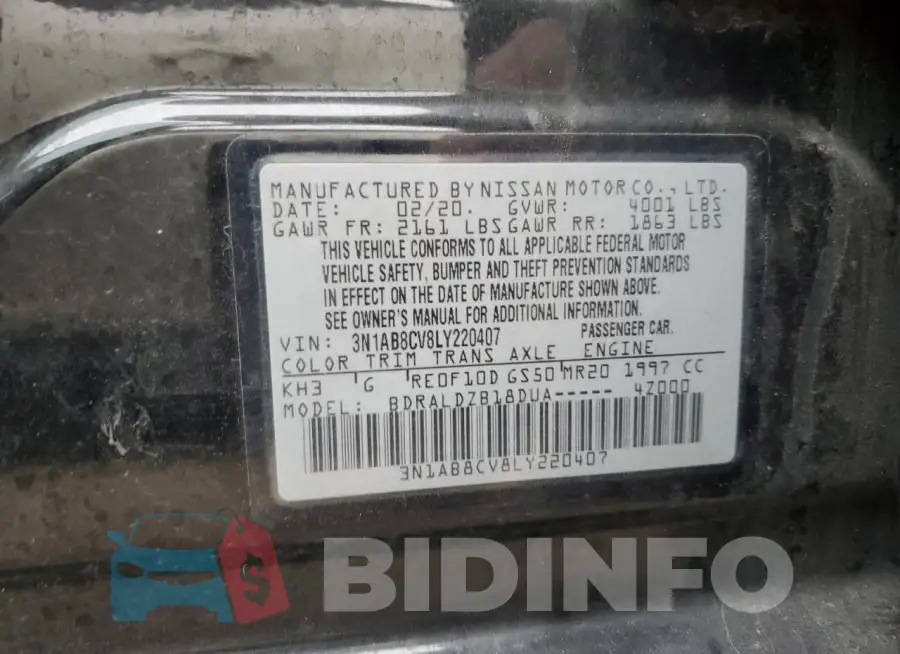 3N1AB8CV8LY220407 Photo# 13