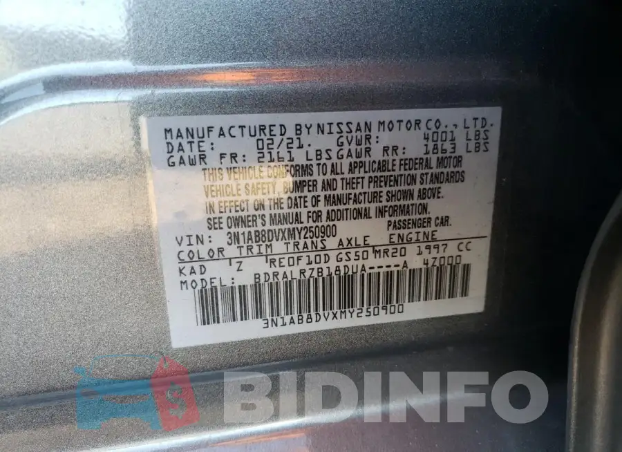 3N1AB8DVXMY250900 Photo# 12