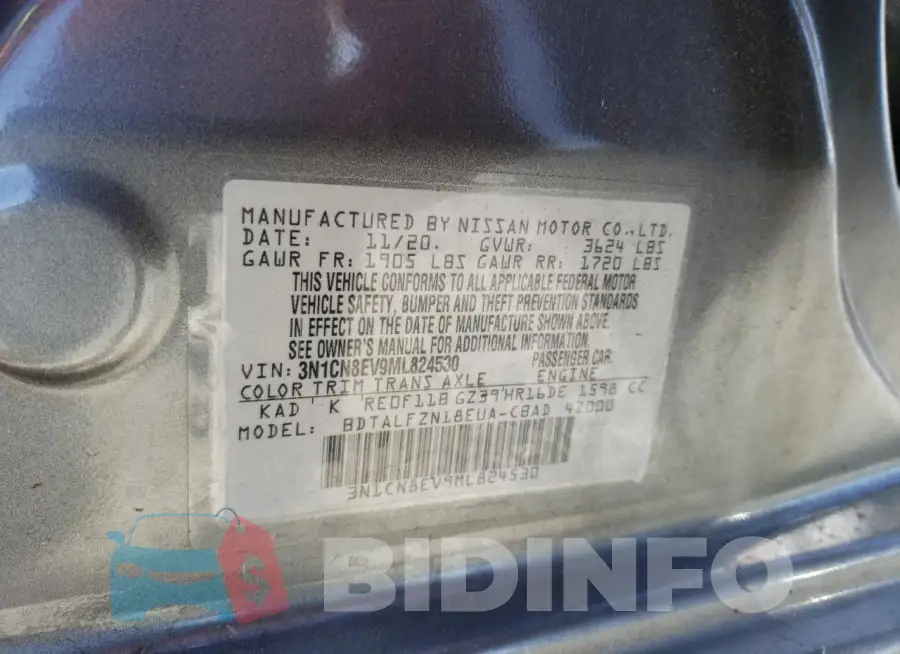 3N1CN8EV9ML824530 Photo# 12