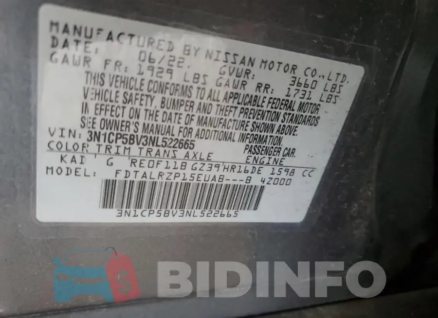 3N1CP5BV3NL522665 Photo# 14