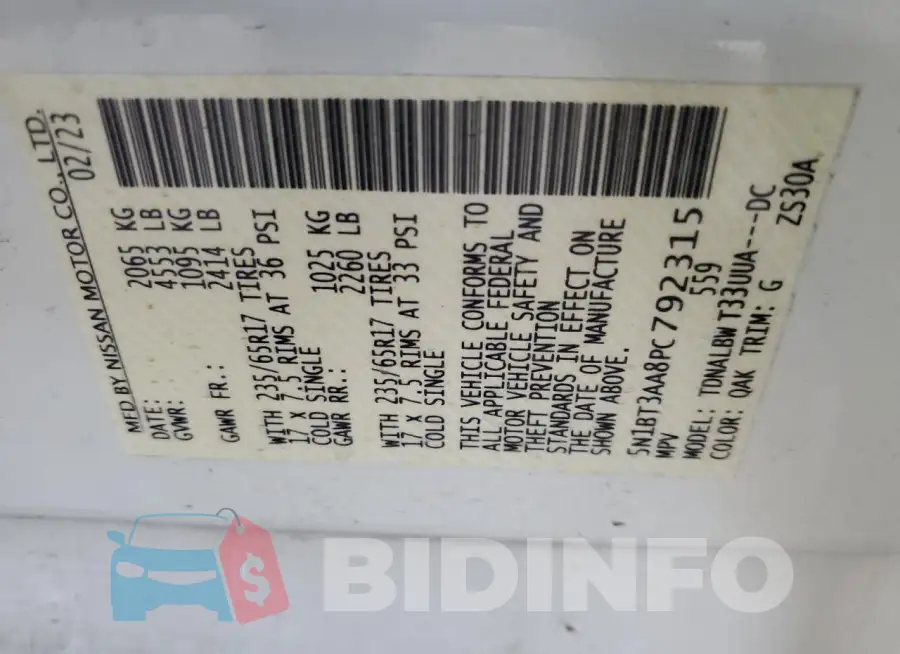 5N1BT3AA8PC792315 Photo# 12