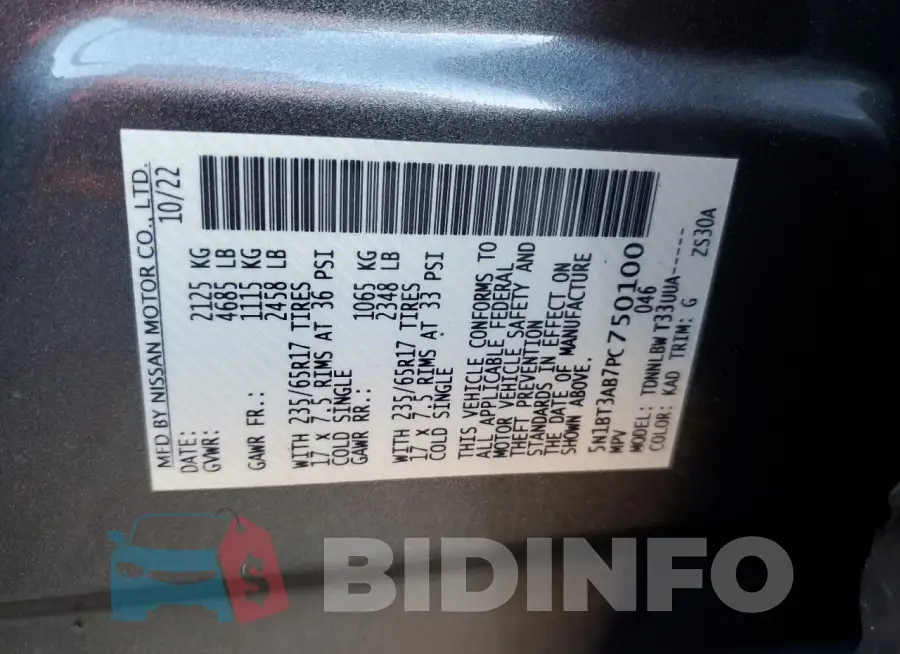 5N1BT3AB7PC750100 Photo# 13