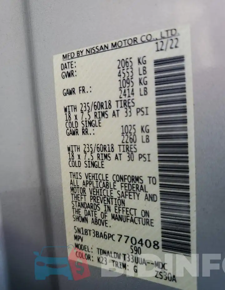 5N1BT3BA6PC770408 Photo# 12