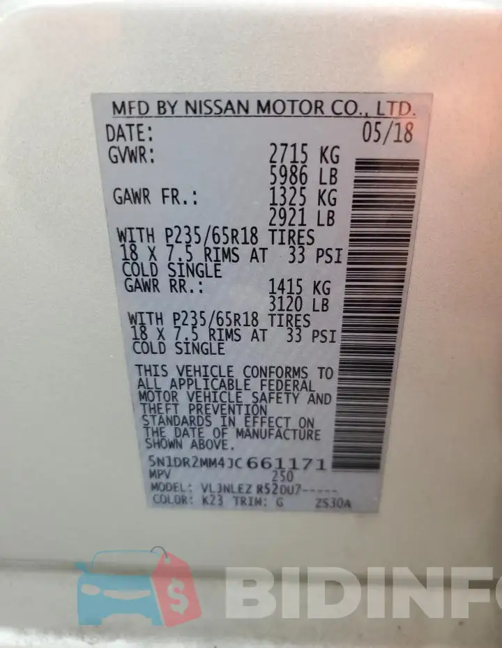 5N1DR2MM4JC661171 Photo# 13
