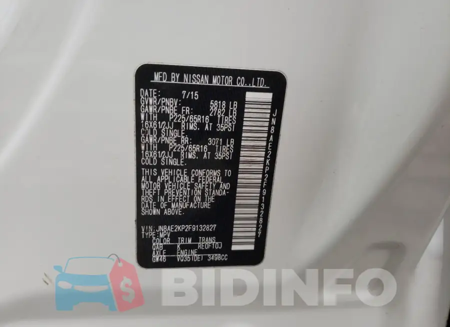 JN8AE2KP2F9132827 Photo# 13
