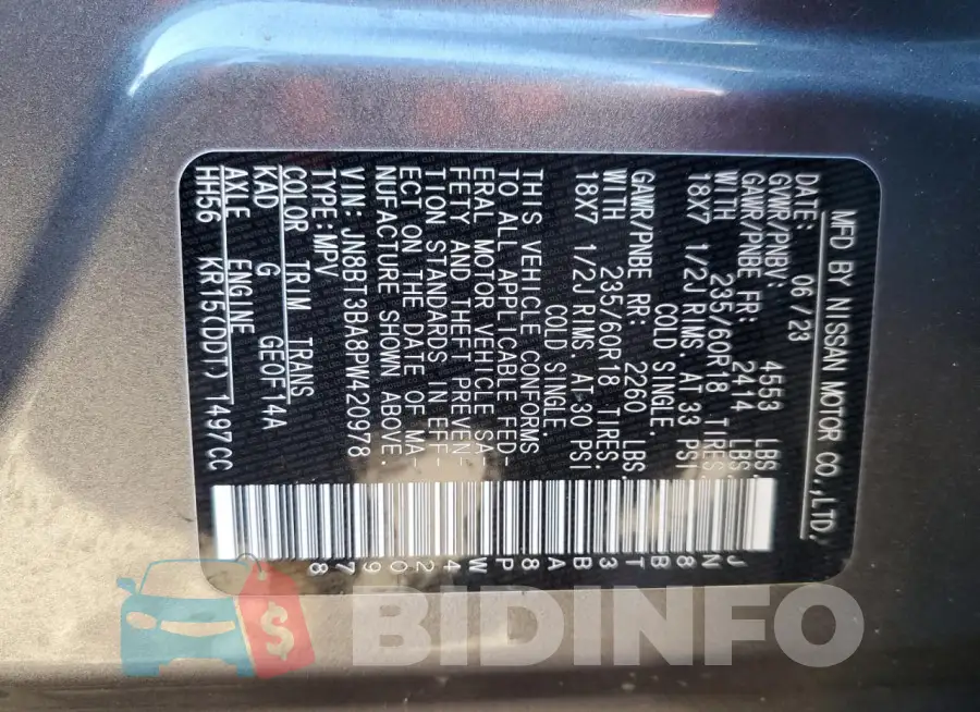 JN8BT3BA8PW420978 Photo# 13