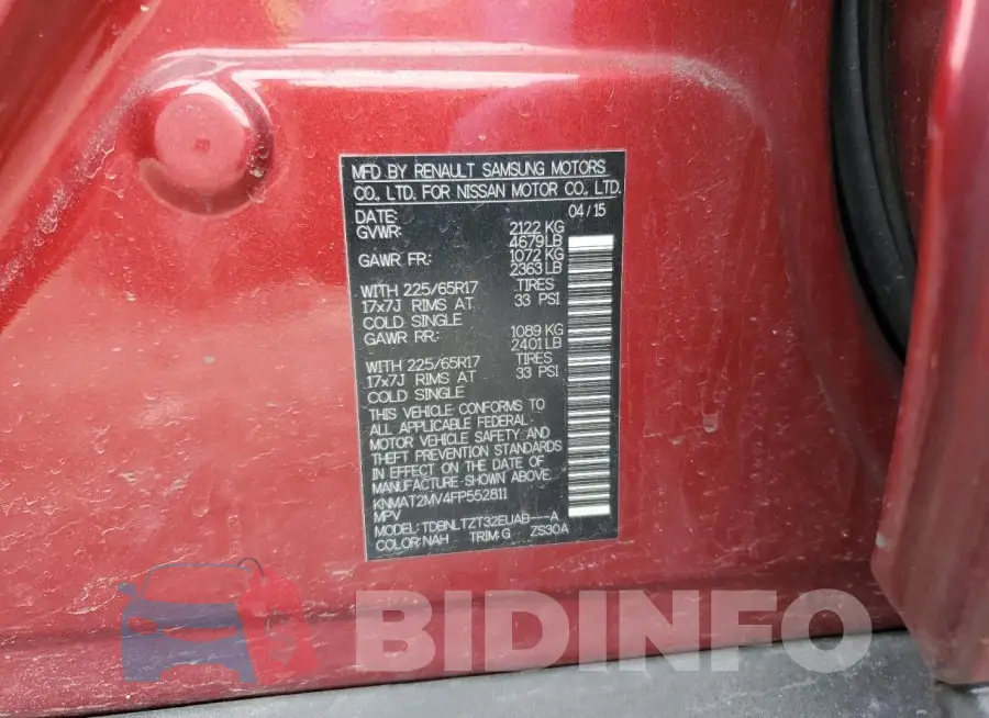 KNMAT2MV4FP552811 Photo# 13