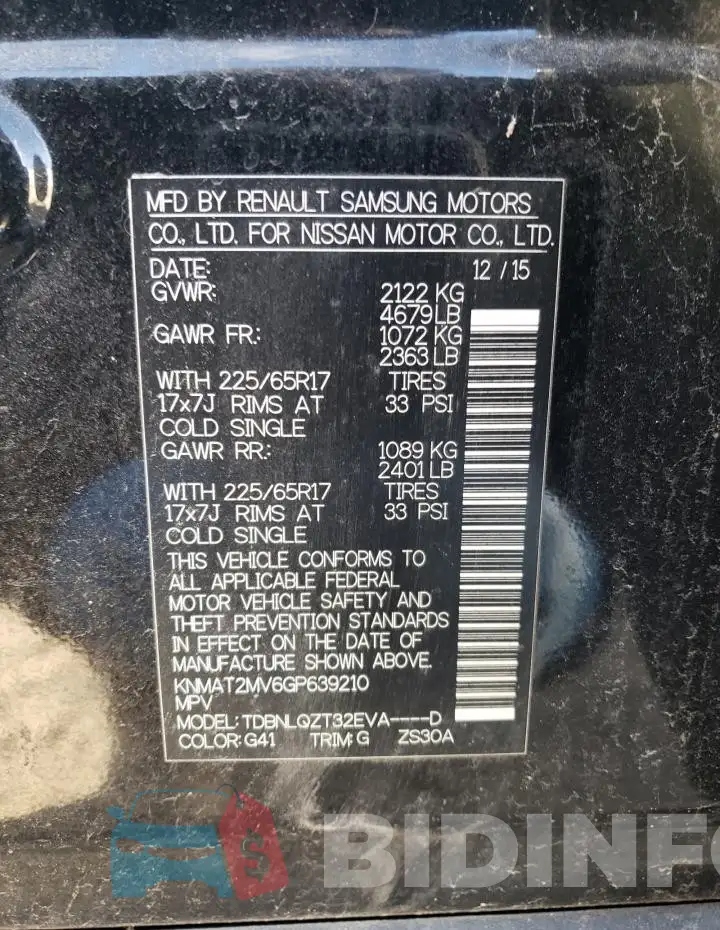 KNMAT2MV6GP639210 Photo# 14