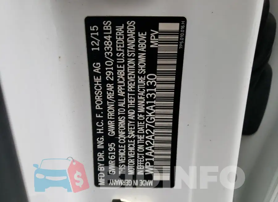 WP1AA2A27GKA13130 Photo# 13