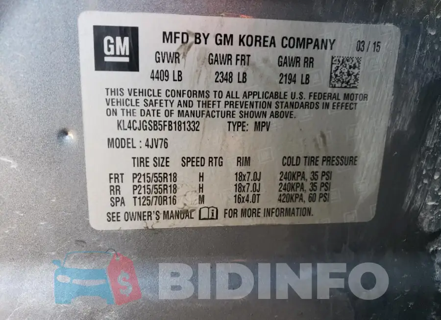 KL4CJGSB5FB181332 Photo# 13