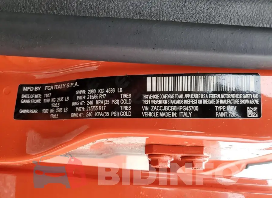 ZACCJBCB6HPG45700 Photo# 13