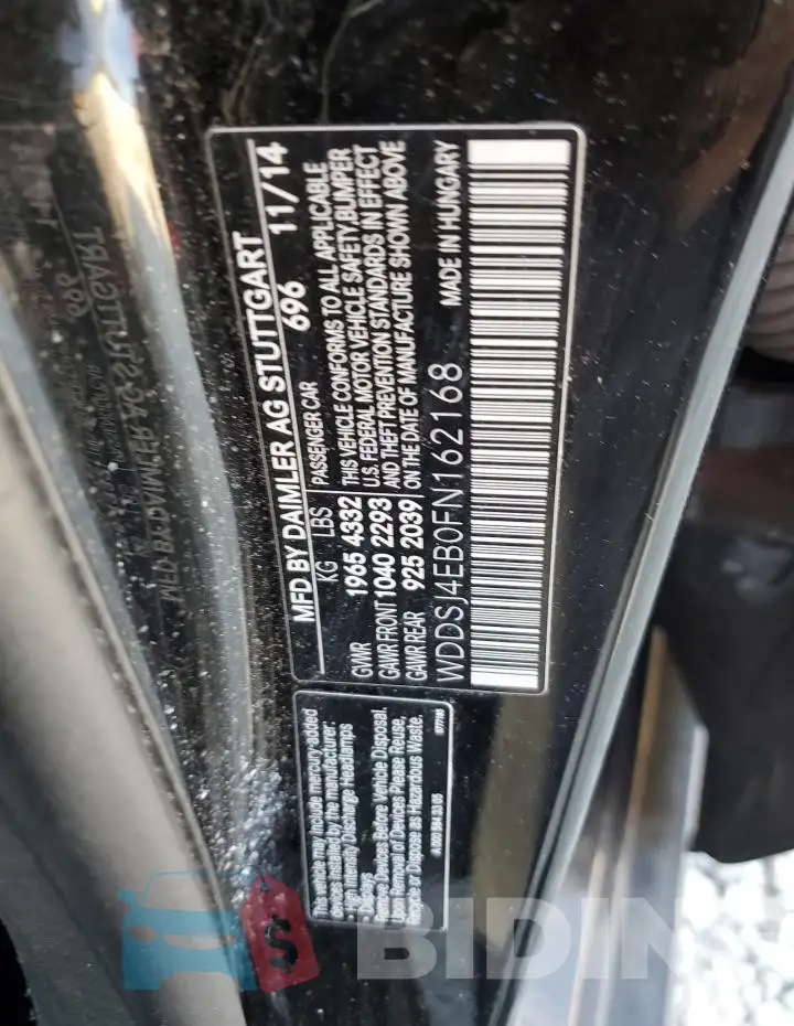 WDDSJ4EB0FN162168 Photo# 12