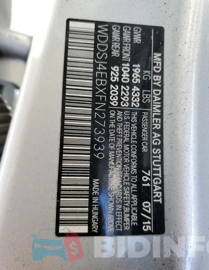 WDDSJ4EBXFN273939 Photo# 12