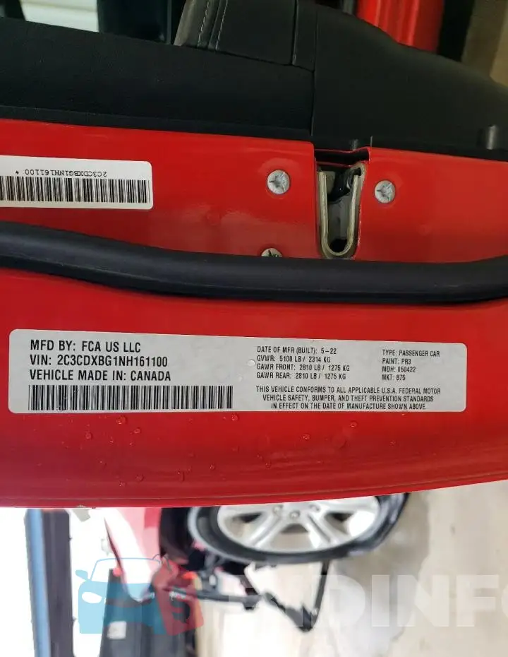 2C3CDXBG1NH161100 Photo# 13