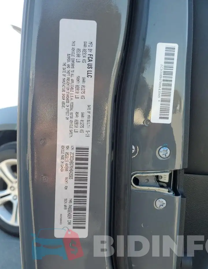 2C3CDXBG7KH643565 Photo# 13