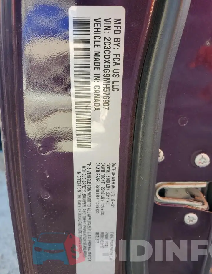 2C3CDXBG9MH576907 Photo# 13
