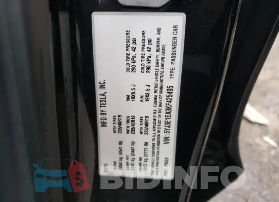 5YJ3E1EA3KF425495 Photo# 12