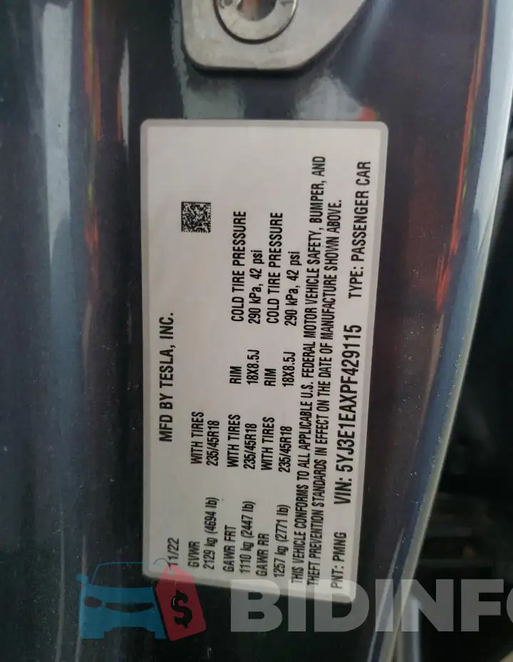 5YJ3E1EAXPF429115 Photo# 13