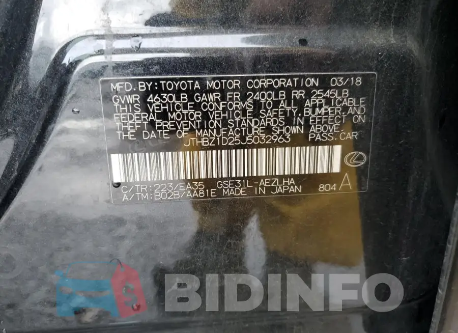 JTHBZ1D25J5032963 Photo# 12