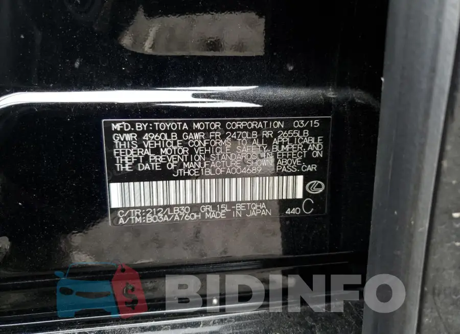 JTHCE1BL0FA004689 Photo# 12