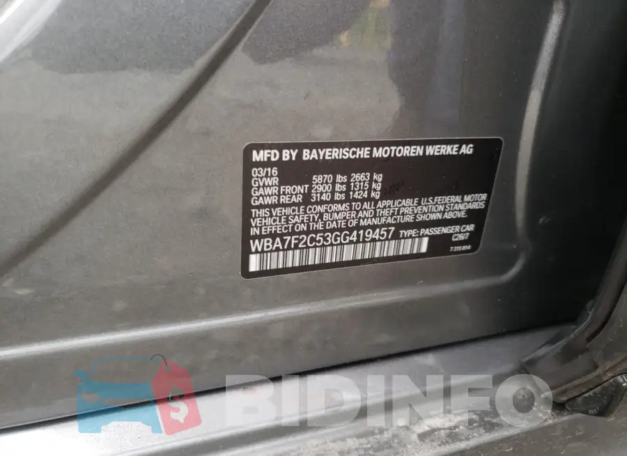 WBA7F2C53GG419457 Photo# 12