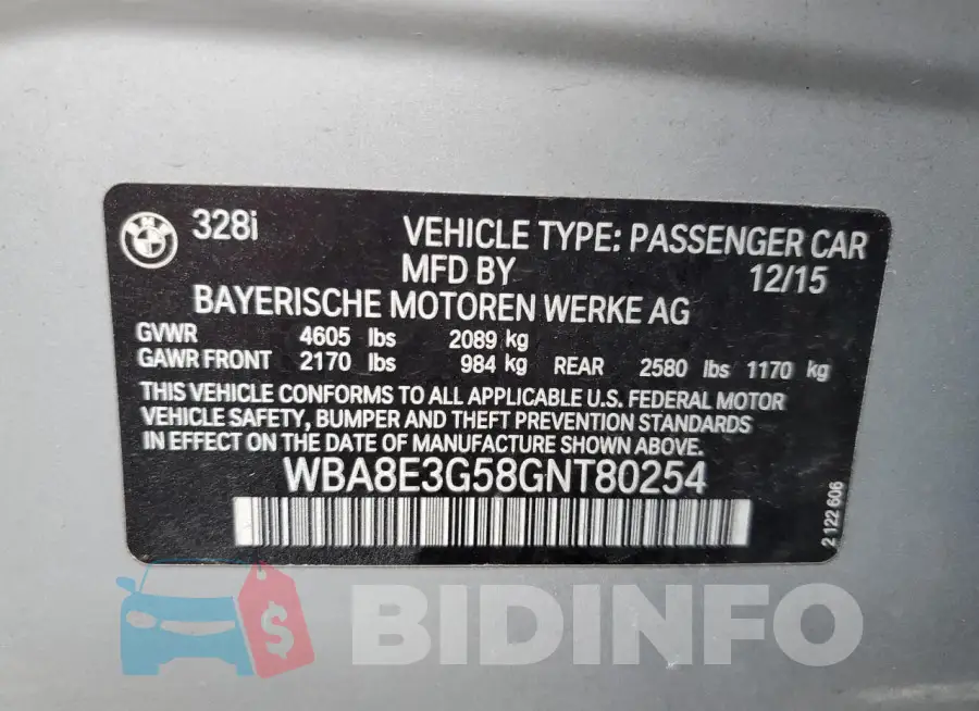 WBA8E3G58GNT80254 Photo# 12