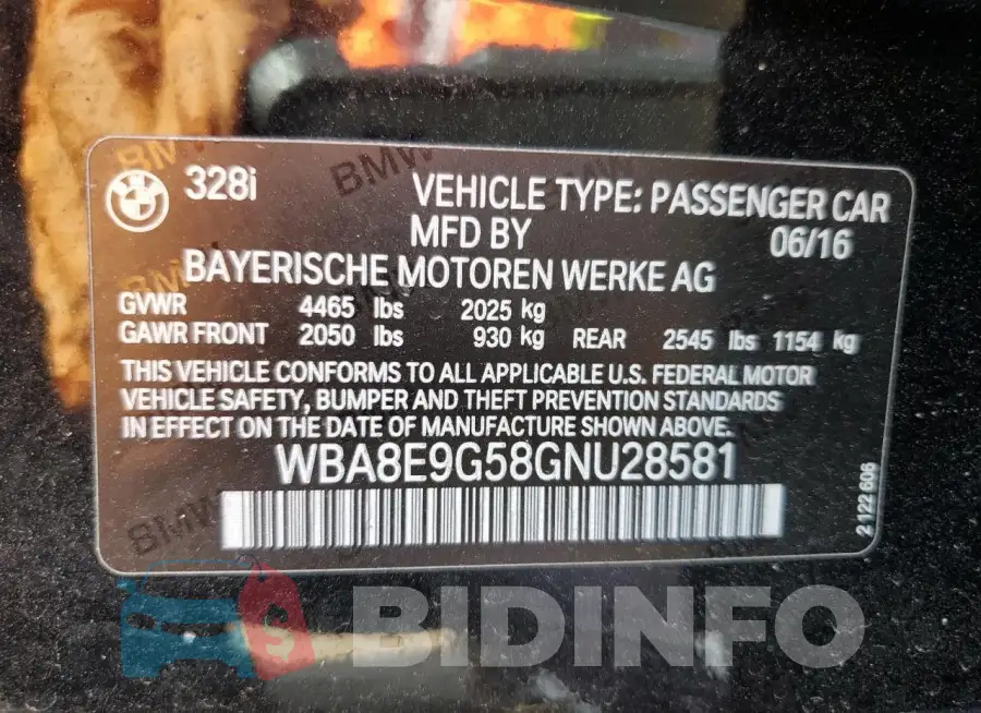 WBA8E9G58GNU28581 Photo# 12
