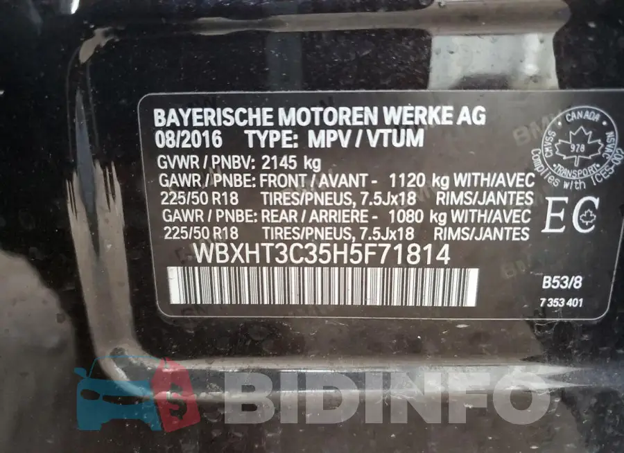 WBXHT3C35H5F71814 Photo# 13