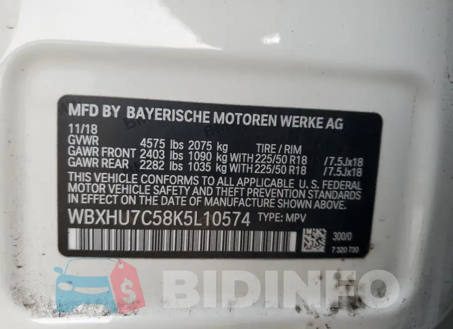 WBXHU7C58K5L10574 Photo# 12