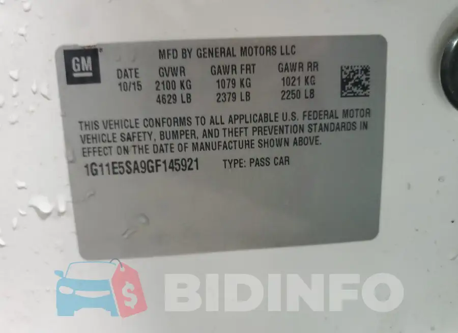 1G11E5SA9GF145921 Photo# 12