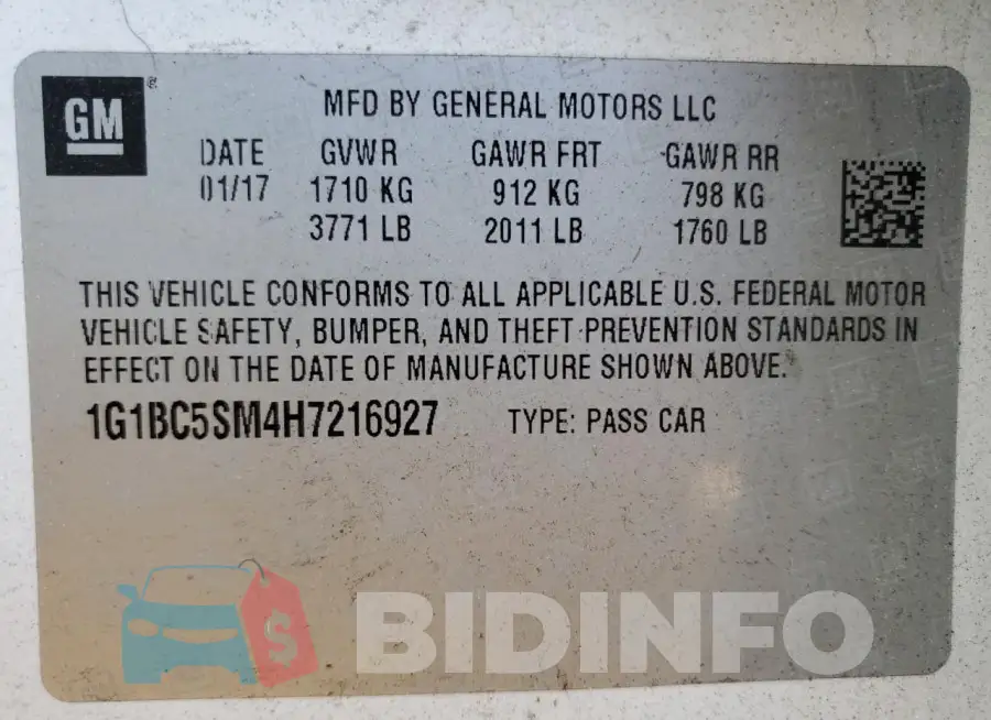 1G1BC5SM4H7216927 Photo# 12