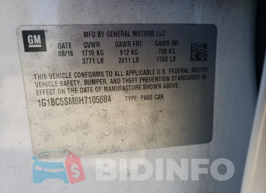 1G1BC5SM8H7105684 Photo# 12