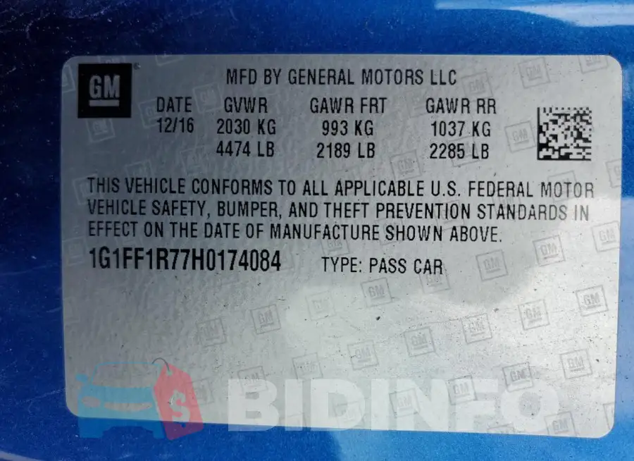 1G1FF1R77H0174084 Photo# 12